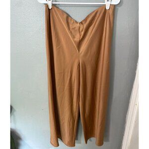 Joie Tan Satin Wide Leg Cropped Pants Size 12 NWT